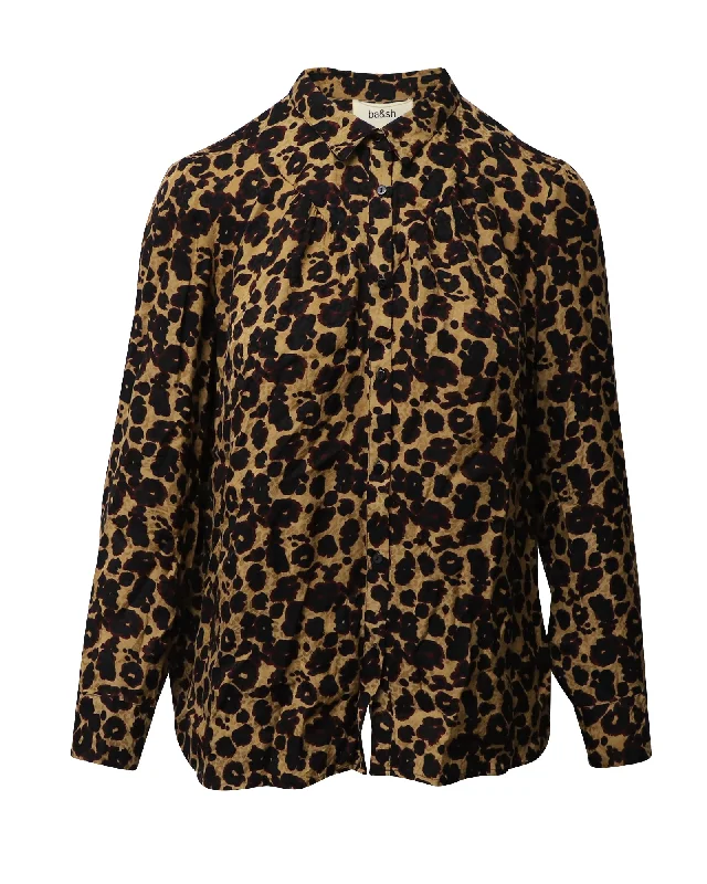 Early Bird Discount Ba & Sh Leopard Print Long Sleeved Blouse in Multicolor Viscose